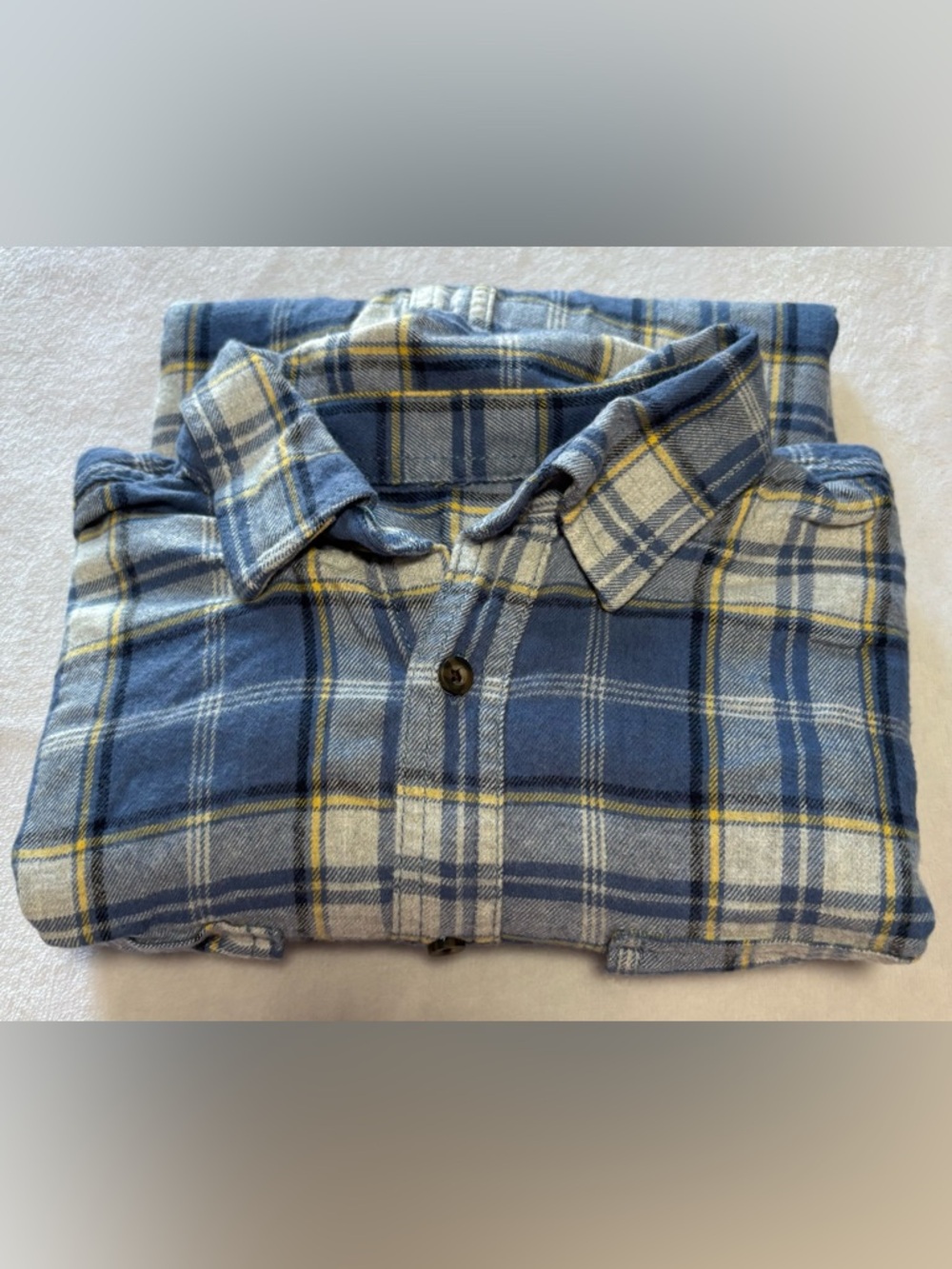 George Men’s Plaid Button Up Shirt - Size Medium - Blue & Yellow Soft Blend - Picture 6 of 9
